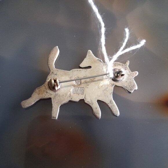 Vintage Castelan Brooch Pin Taxco Silver Enamel Bull Signed Mexico - Picture 2 of 3